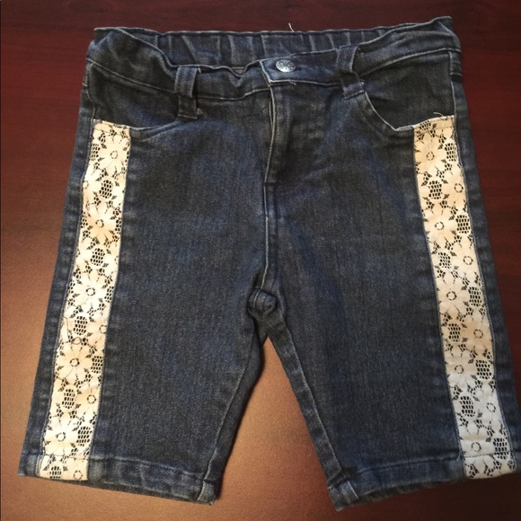 Jeans Shorts w/ Lace Sides - Picture 1 of 3